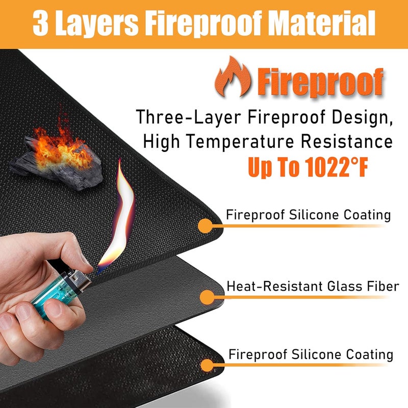 TOHONFOO Heat Resistant Grill Mats for Outdoor Grill Compatible with Blackstone 17 & 22 Inch Griddle to Protect Your Prep Table and Outdoor Grill Table, Fire Proof & Water Proof & Oil Proof BBQ Mat - Image 5